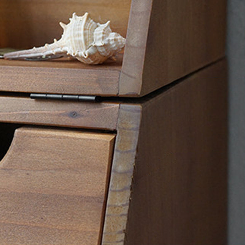 Estantería de almacenamiento de escritorio rectangular plegable de madera de cedro y contrachapado, estilo retro contemporáneo, con 4 cajones, para salón y dormitorio 