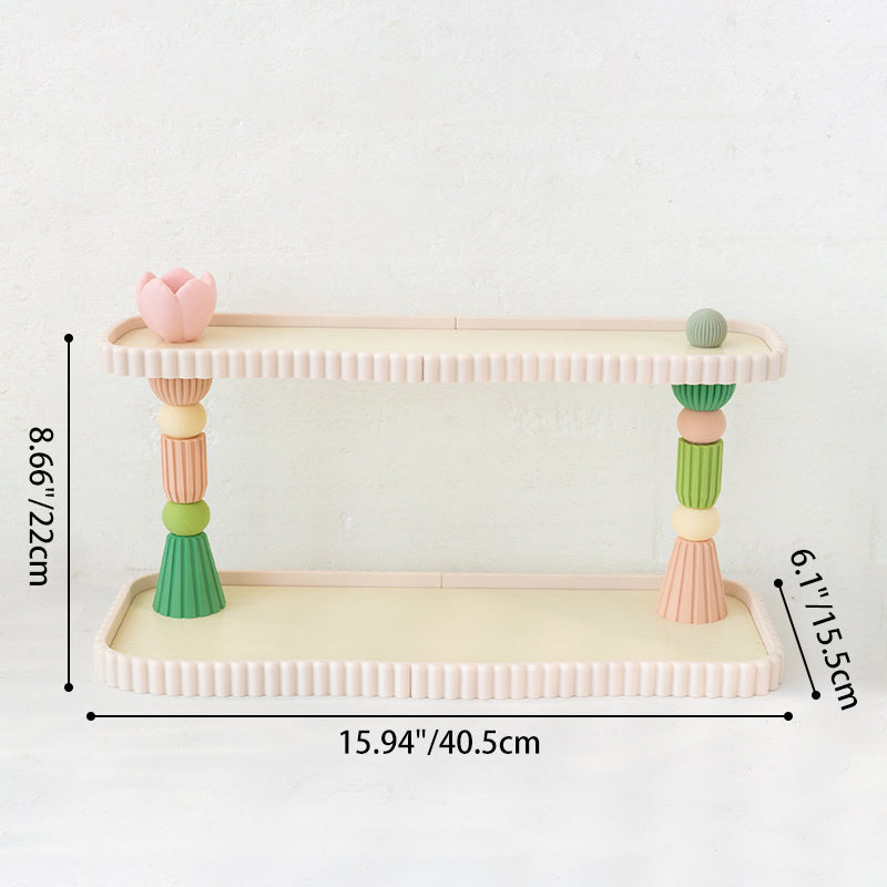 Contemporary Creative Plastic Rectangular Desktop Storage Shelf 2-Tier Organizer For Cups, Cosmetics &amp; Perfumes In Living Room &amp; Entryway