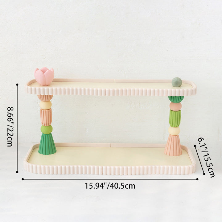Contemporary Creative Plastic Rectangular Desktop Storage Shelf 2-Tier Organizer For Cups, Cosmetics &amp; Perfumes In Living Room &amp; Entryway