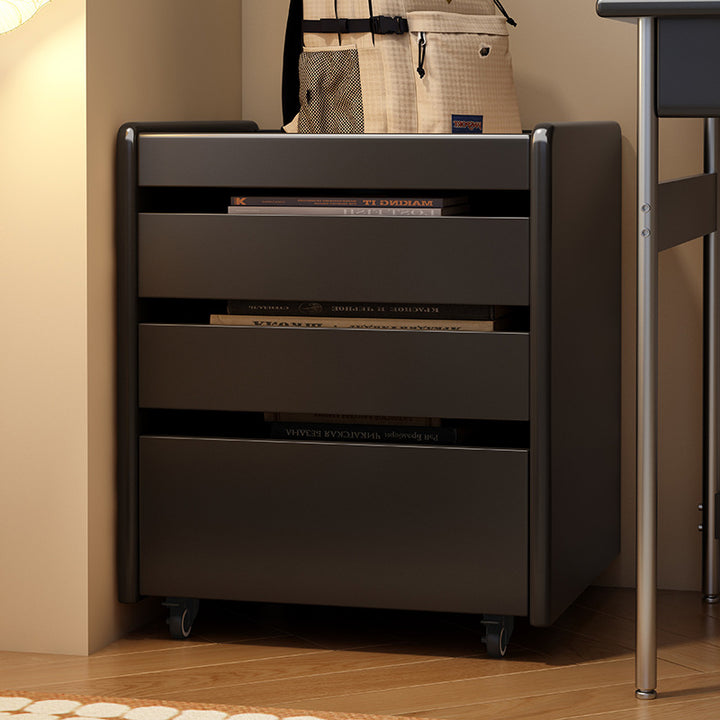 Contemporary Nordic Pine Wood Rubberwood Plywood Square Movable Storage Cabinet 3-Drawer For Bedroom &amp; Living Room