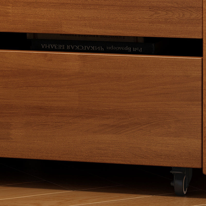 Contemporary Nordic Pine Wood Rubberwood Plywood Square Movable Storage Cabinet 3-Drawer For Bedroom &amp; Living Room