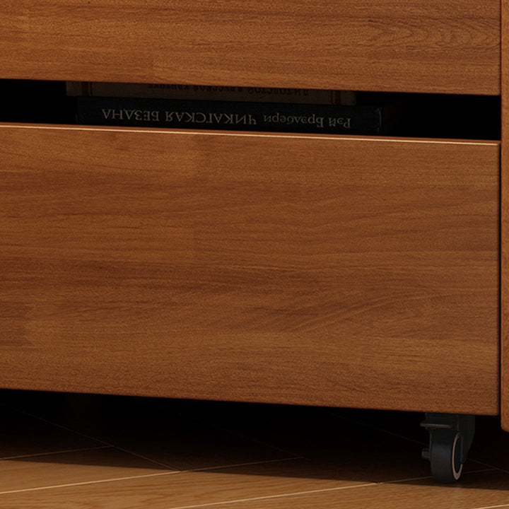Contemporary Nordic Pine Wood Rubberwood Plywood Square Movable Storage Cabinet 3-Drawer For Bedroom &amp; Living Room