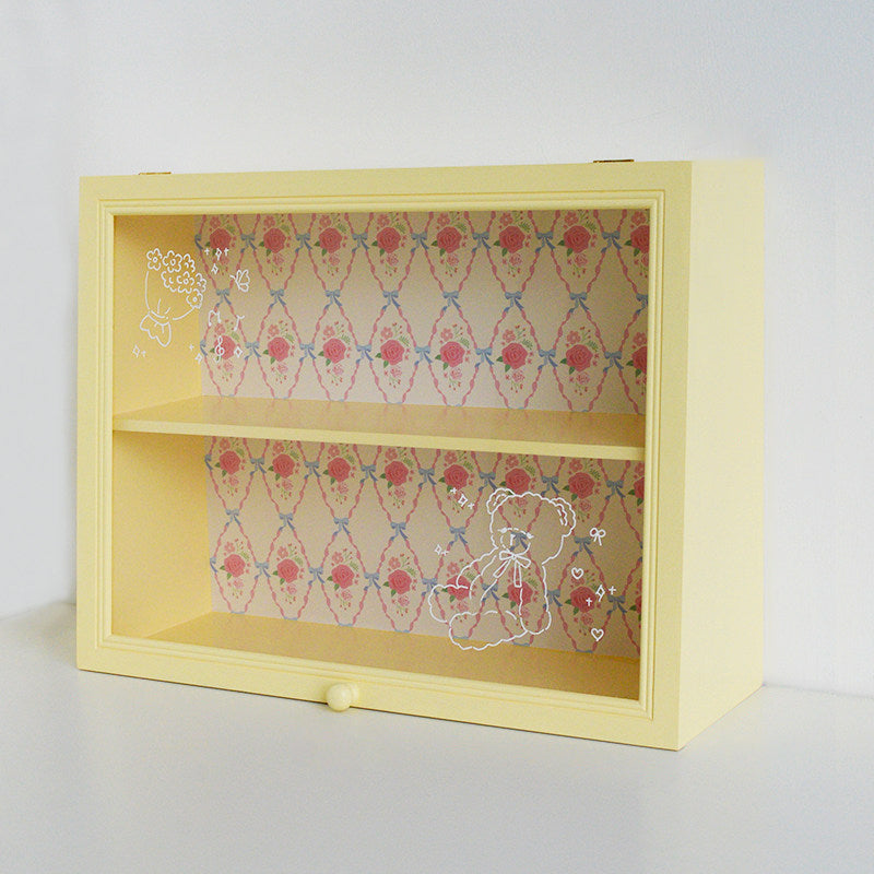 Estantería de almacenamiento de escritorio rectangular contemporánea y creativa de madera de pino y acrílico de 2 niveles para sala de estar y dormitorio 