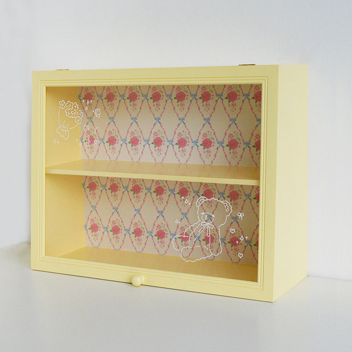 Estantería de almacenamiento de escritorio rectangular contemporánea y creativa de madera de pino y acrílico de 2 niveles para sala de estar y dormitorio 