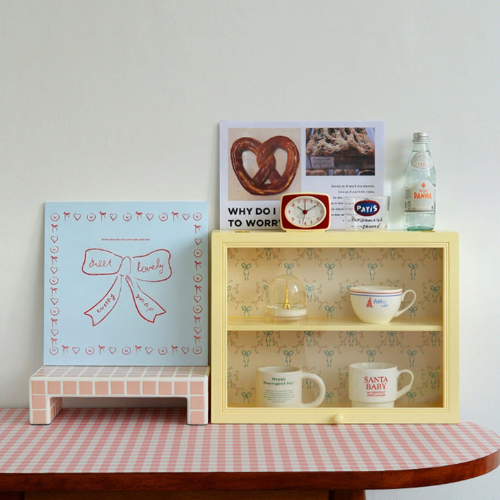 Estantería de almacenamiento de escritorio rectangular contemporánea y creativa de madera de pino y acrílico de 2 niveles para sala de estar y dormitorio 