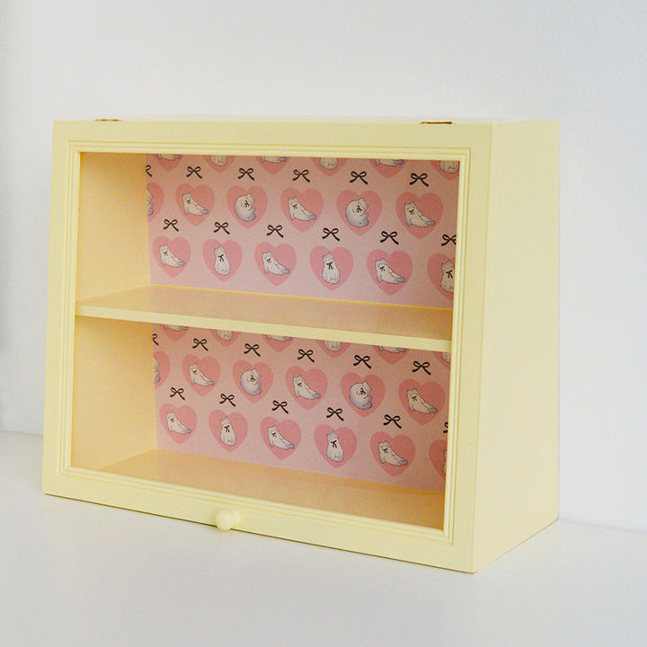 Estantería de almacenamiento de escritorio rectangular contemporánea y creativa de madera de pino y acrílico de 2 niveles para sala de estar y dormitorio 