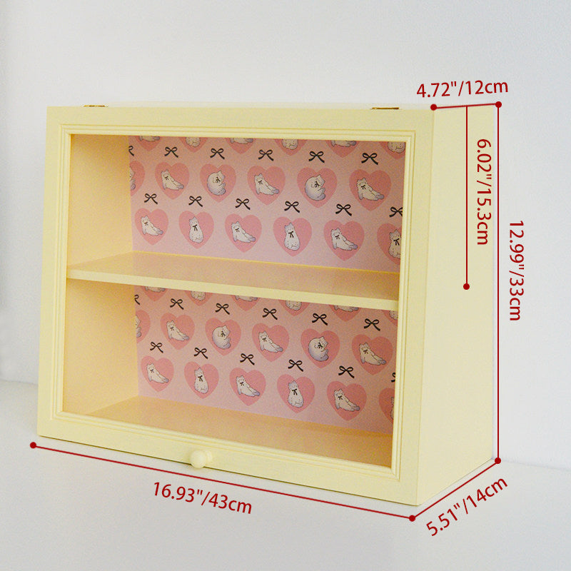 Estantería de almacenamiento de escritorio rectangular contemporánea y creativa de madera de pino y acrílico de 2 niveles para sala de estar y dormitorio 
