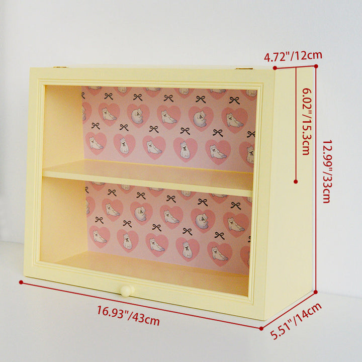 Estantería de almacenamiento de escritorio rectangular contemporánea y creativa de madera de pino y acrílico de 2 niveles para sala de estar y dormitorio 