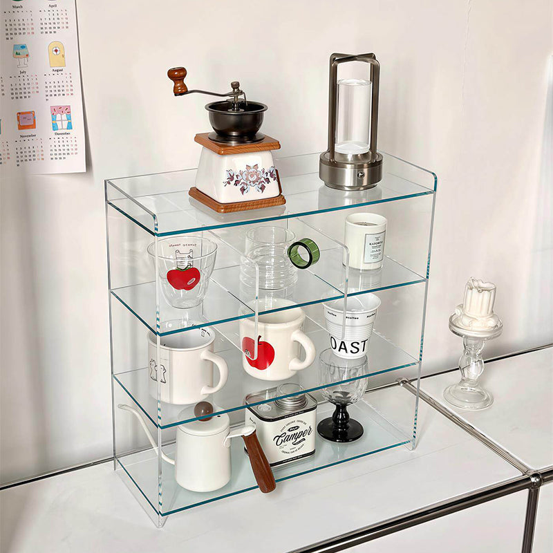 Moderner minimalistischer rechteckiger Desktop-Aufbewahrungsregal aus Acryl mit 4 Ebenen für Wohnzimmer &amp; Schlafzimmer 