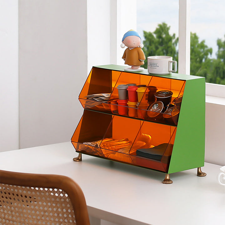 Contemporary Nordic Iron Acrylic Plastic Desktop Storage Shelf 6-Cabinet For Living Room &amp; Entryway