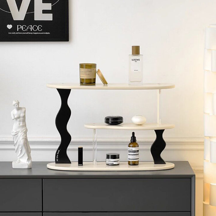 Contemporary Nordic MDF Acrylic Desktop Storage Shelf 3-Tier For Living Room &amp; Entryway