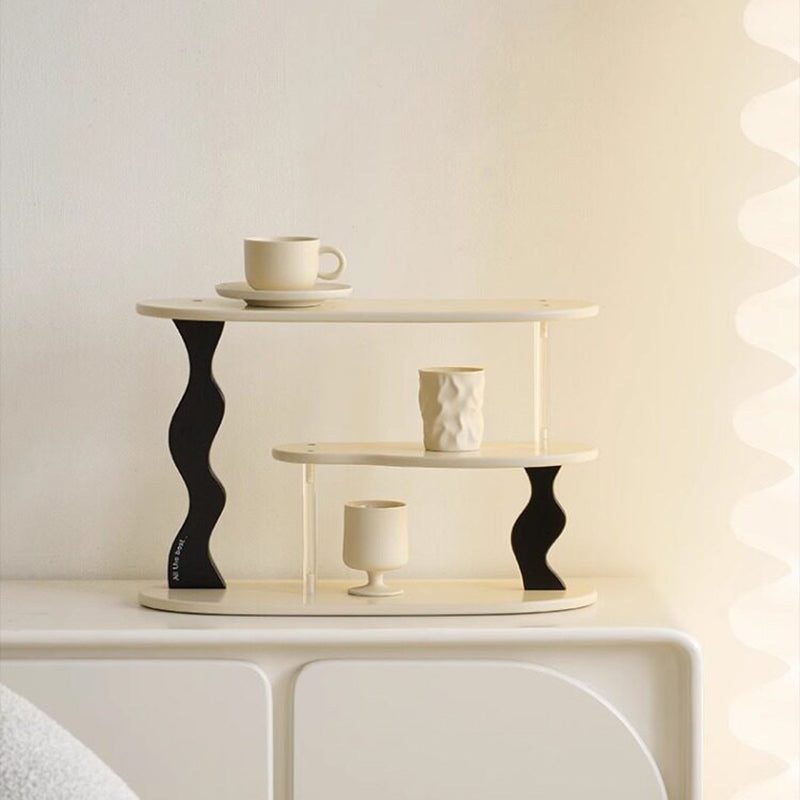 Contemporary Nordic MDF Acrylic Desktop Storage Shelf 3-Tier For Living Room &amp; Entryway