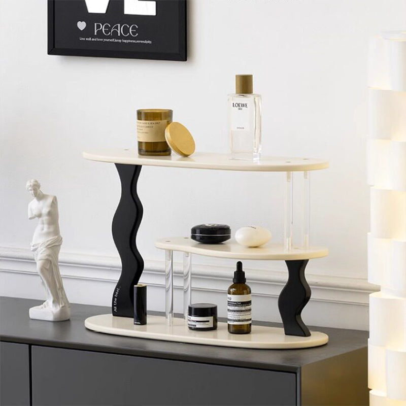 Contemporary Nordic MDF Acrylic Desktop Storage Shelf 3-Tier For Living Room &amp; Entryway