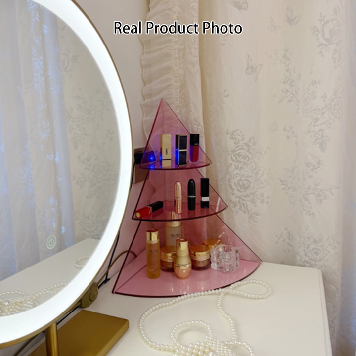 Contemporary Creative Acrylic Christmas Tree-shaped Desktop Storage Shelf 3-Tier Perfume &amp; Cosmetics Display Shelf For Bedroom &amp; Living Room