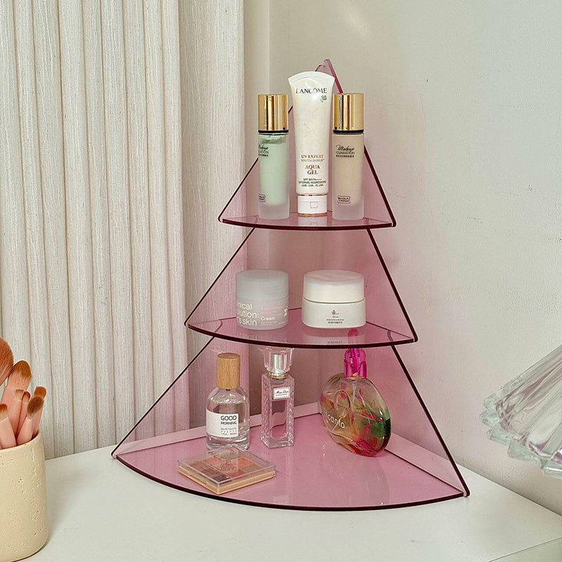 Contemporary Creative Acrylic Christmas Tree-shaped Desktop Storage Shelf 3-Tier Perfume &amp; Cosmetics Display Shelf For Bedroom &amp; Living Room