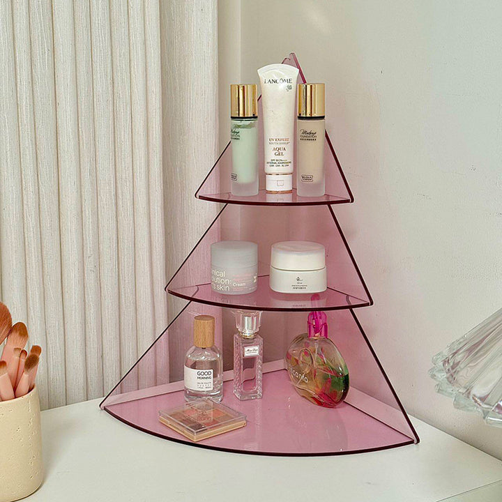 Contemporary Creative Acrylic Christmas Tree-shaped Desktop Storage Shelf 3-Tier Perfume &amp; Cosmetics Display Shelf For Bedroom &amp; Living Room