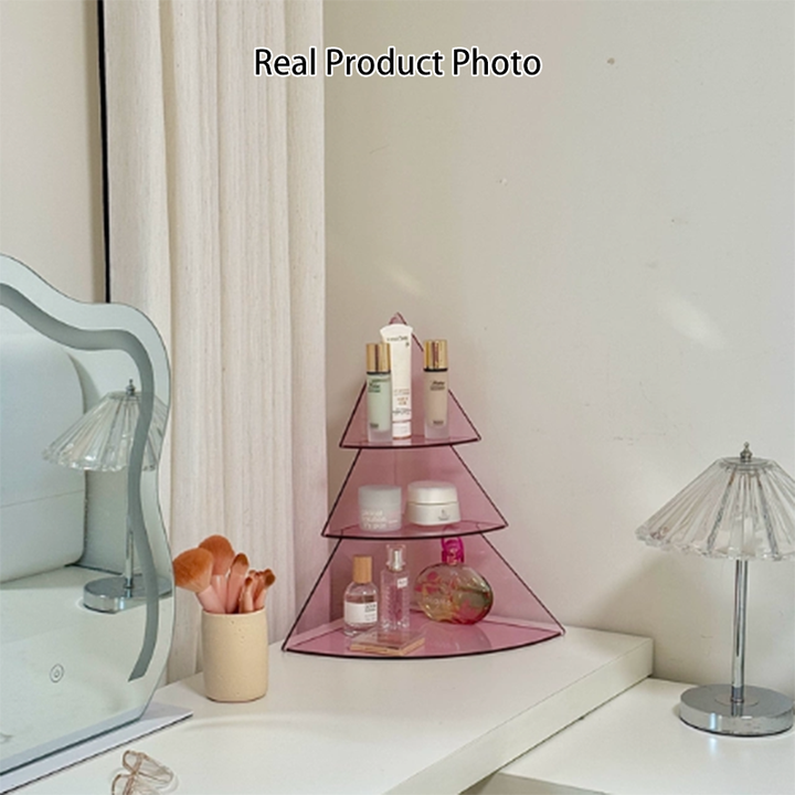 Contemporary Creative Acrylic Christmas Tree-shaped Desktop Storage Shelf 3-Tier Perfume &amp; Cosmetics Display Shelf For Bedroom &amp; Living Room