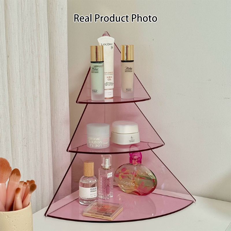 Contemporary Creative Acrylic Christmas Tree-shaped Desktop Storage Shelf 3-Tier Perfume &amp; Cosmetics Display Shelf For Bedroom &amp; Living Room