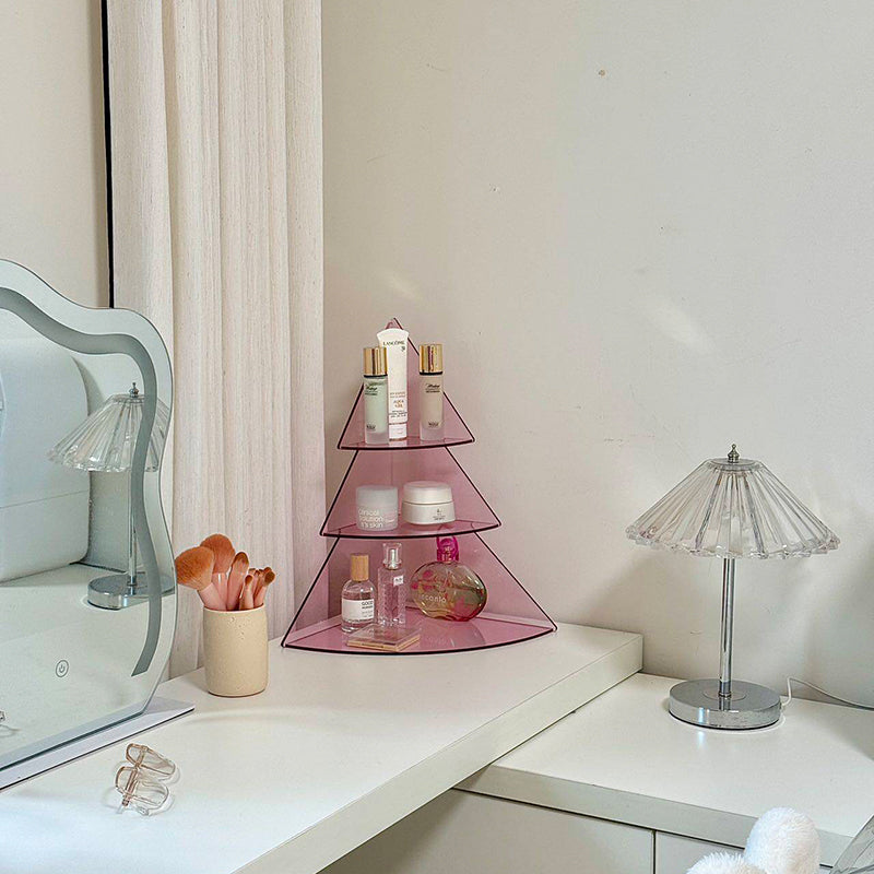 Contemporary Creative Acrylic Christmas Tree-shaped Desktop Storage Shelf 3-Tier Perfume &amp; Cosmetics Display Shelf For Bedroom &amp; Living Room