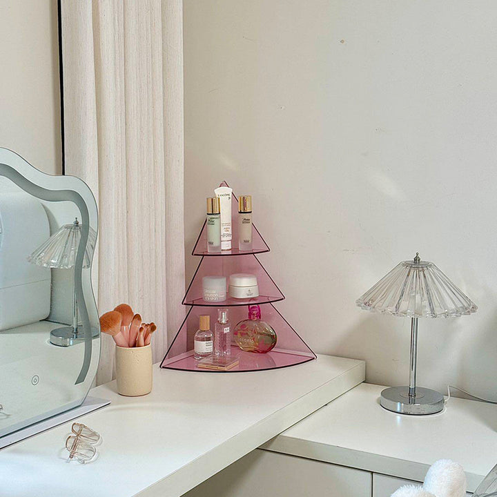 Contemporary Creative Acrylic Christmas Tree-shaped Desktop Storage Shelf 3-Tier Perfume &amp; Cosmetics Display Shelf For Bedroom &amp; Living Room