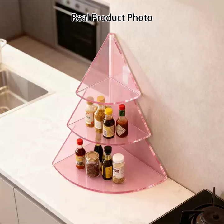 Contemporary Creative Acrylic Christmas Tree-shaped Desktop Storage Shelf 3-Tier Perfume &amp; Cosmetics Display Shelf For Bedroom &amp; Living Room