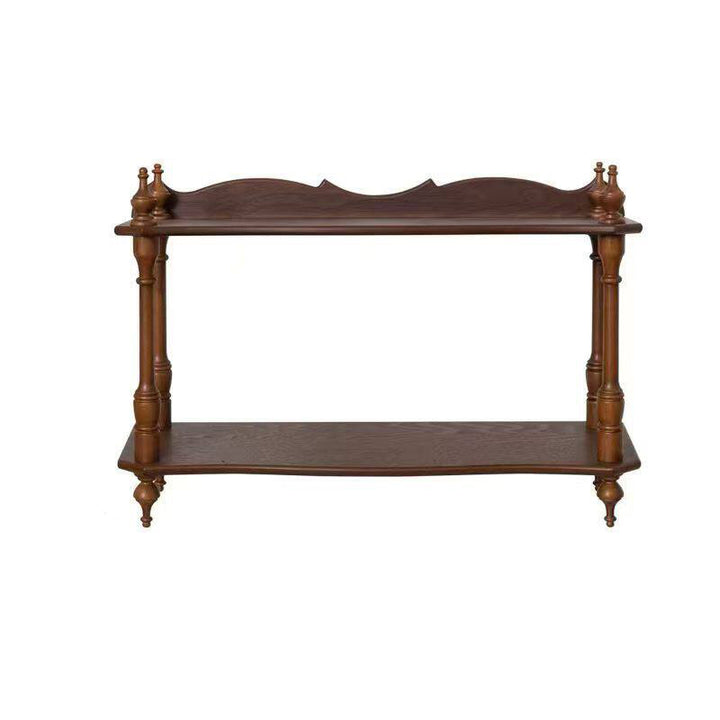 Contemporary Retro MDF Rubberwood Rectangular Desktop Storage Shelf For Living Room &amp; Entryway