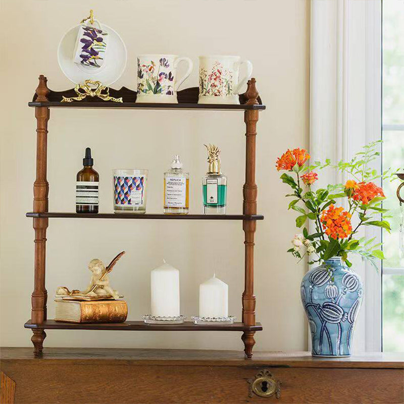 Contemporary Retro MDF Rubberwood Rectangular Desktop Storage Shelf For Living Room &amp; Entryway