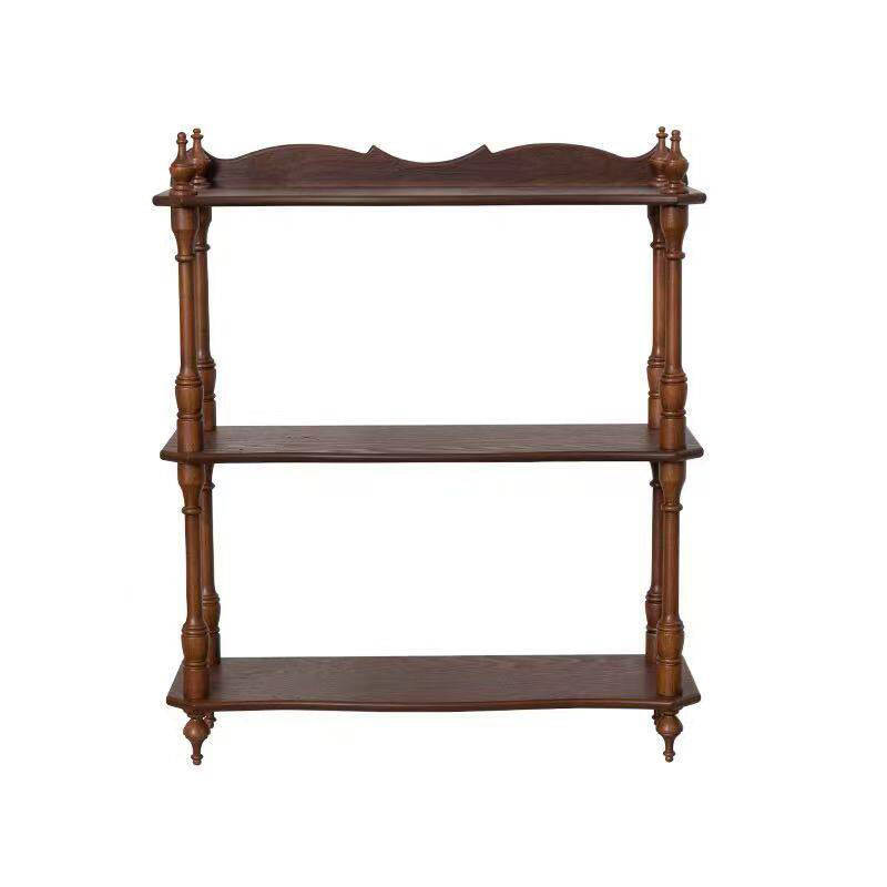 Contemporary Retro MDF Rubberwood Rectangular Desktop Storage Shelf For Living Room &amp; Entryway