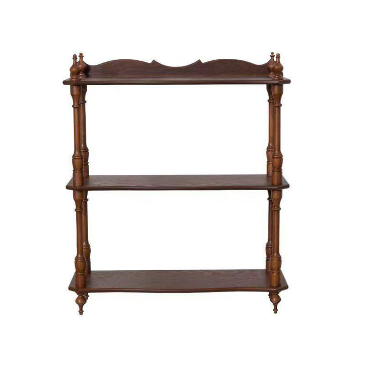 Contemporary Retro MDF Rubberwood Rectangular Desktop Storage Shelf For Living Room &amp; Entryway