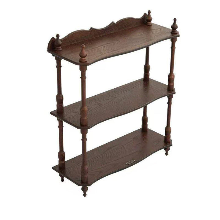 Contemporary Retro MDF Rubberwood Rectangular Desktop Storage Shelf For Living Room &amp; Entryway