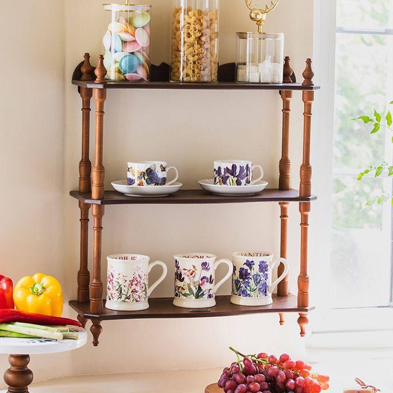 Contemporary Retro MDF Rubberwood Rectangular Desktop Storage Shelf For Living Room &amp; Entryway