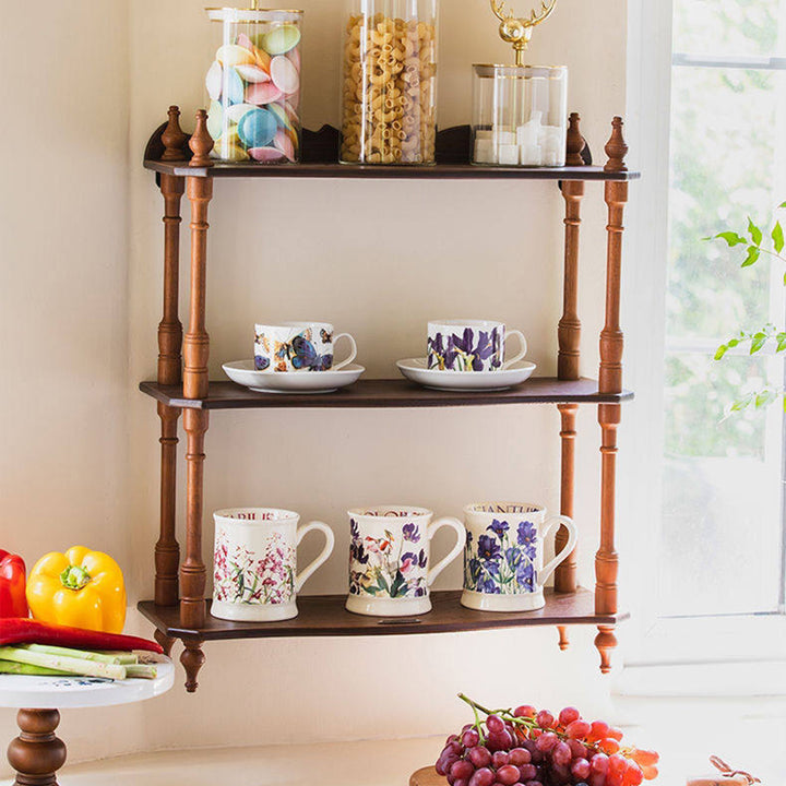 Contemporary Retro MDF Rubberwood Rectangular Desktop Storage Shelf For Living Room &amp; Entryway