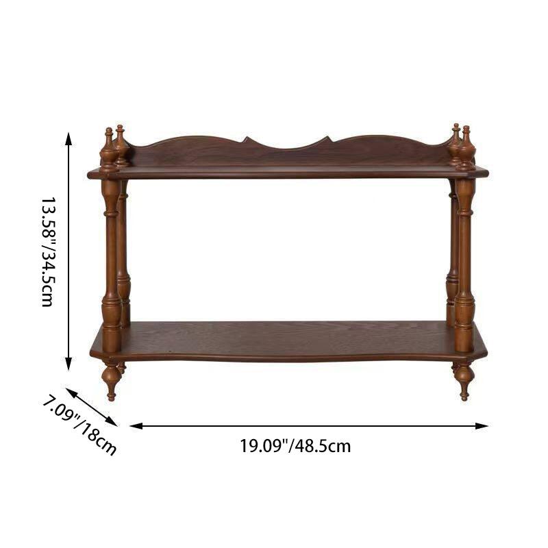 Contemporary Retro MDF Rubberwood Rectangular Desktop Storage Shelf For Living Room &amp; Entryway