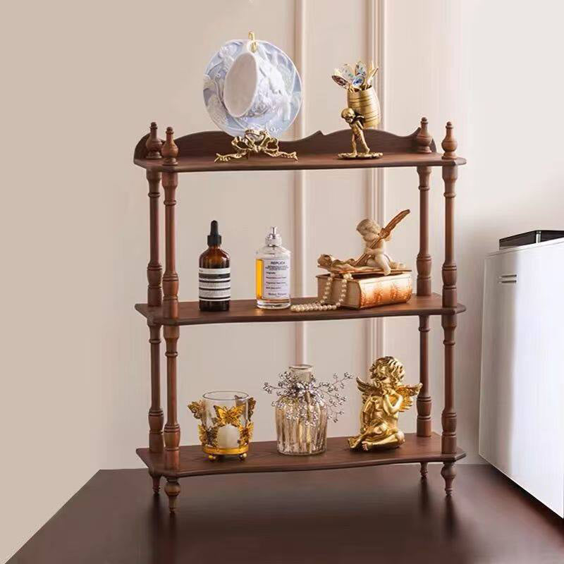 Contemporary Retro MDF Rubberwood Rectangular Desktop Storage Shelf For Living Room &amp; Entryway