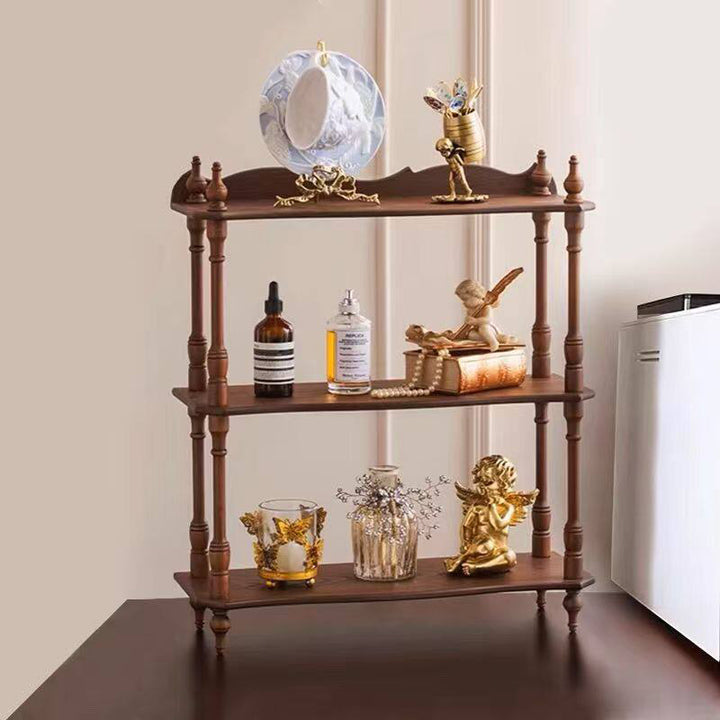 Contemporary Retro MDF Rubberwood Rectangular Desktop Storage Shelf For Living Room &amp; Entryway