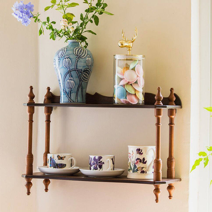 Contemporary Retro MDF Rubberwood Rectangular Desktop Storage Shelf For Living Room &amp; Entryway