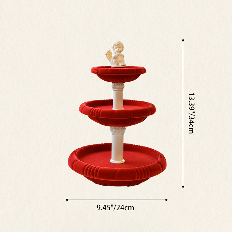 Contemporary Creative Resin Flocked Wishing Fountain-Inspired Design Swivel Desktop Storage Shelf 3-Tier For Perfume, Cosmetics &amp; Aromatherapy For Living Room &amp; Entryway