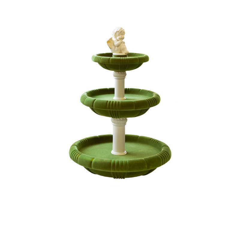 Contemporary Creative Resin Flocked Wishing Fountain-Inspired Design Swivel Desktop Storage Shelf 3-Tier For Perfume, Cosmetics &amp; Aromatherapy For Living Room &amp; Entryway