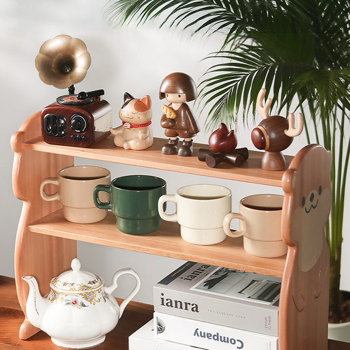 Moderne kreative rechteckige Desktop-Aufbewahrungsablage in Otter-Form aus Rosenholz und Ahorn, 2-stöckig, für Wohnzimmer &amp; Eingangsbereich 