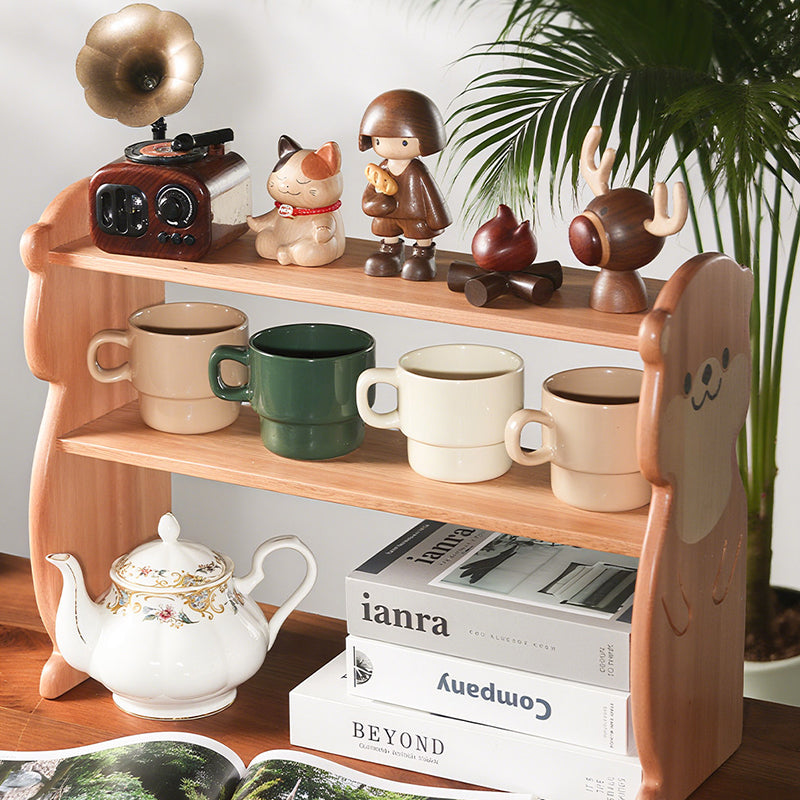 Moderne kreative rechteckige Desktop-Aufbewahrungsablage in Otter-Form aus Rosenholz und Ahorn, 2-stöckig, für Wohnzimmer &amp; Eingangsbereich 