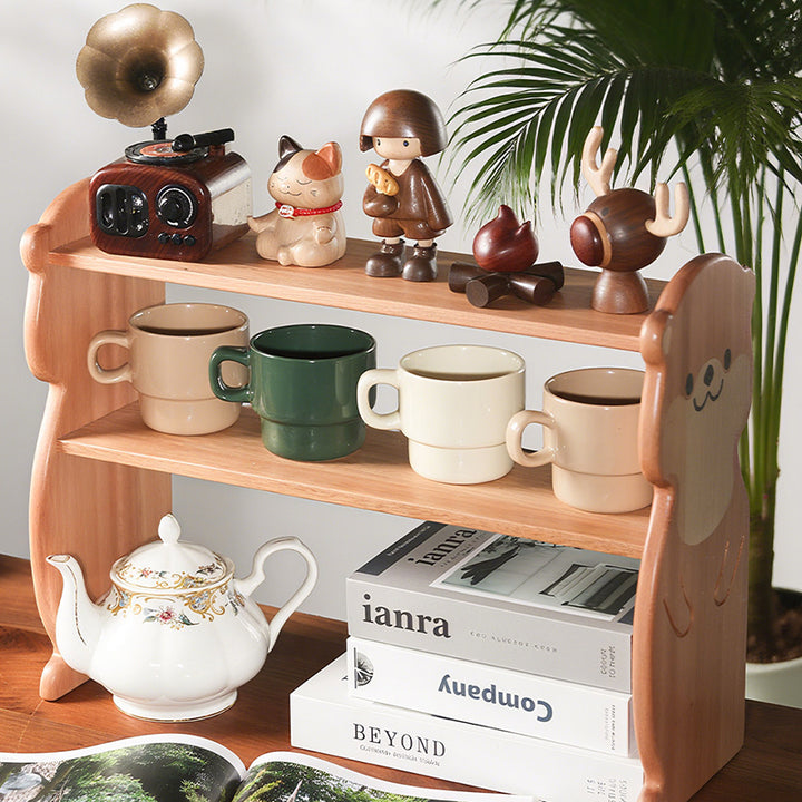 Moderne kreative rechteckige Desktop-Aufbewahrungsablage in Otter-Form aus Rosenholz und Ahorn, 2-stöckig, für Wohnzimmer &amp; Eingangsbereich 
