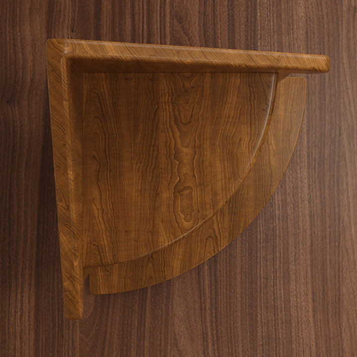 Estantería organizadora de esquina de 3 niveles con forma de casa y abanico, de madera de caucho, estilo retro contemporáneo, para sala de estar y recibidor 