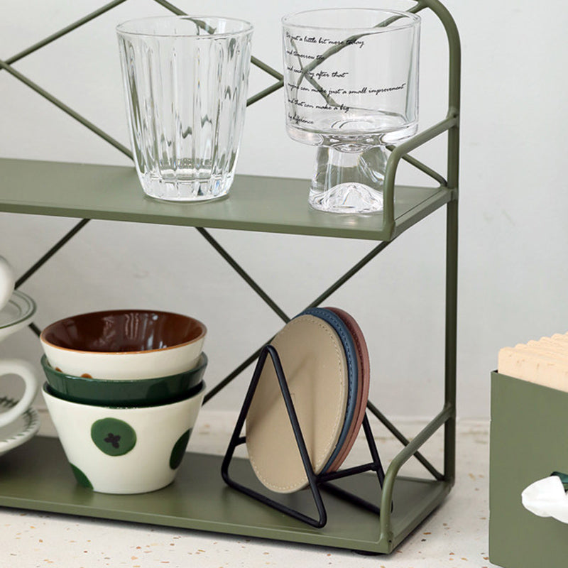 Modern Minimalist Iron Rectangular Desktop Storage Shelf 2-Tier For Living Room &amp; Entryway