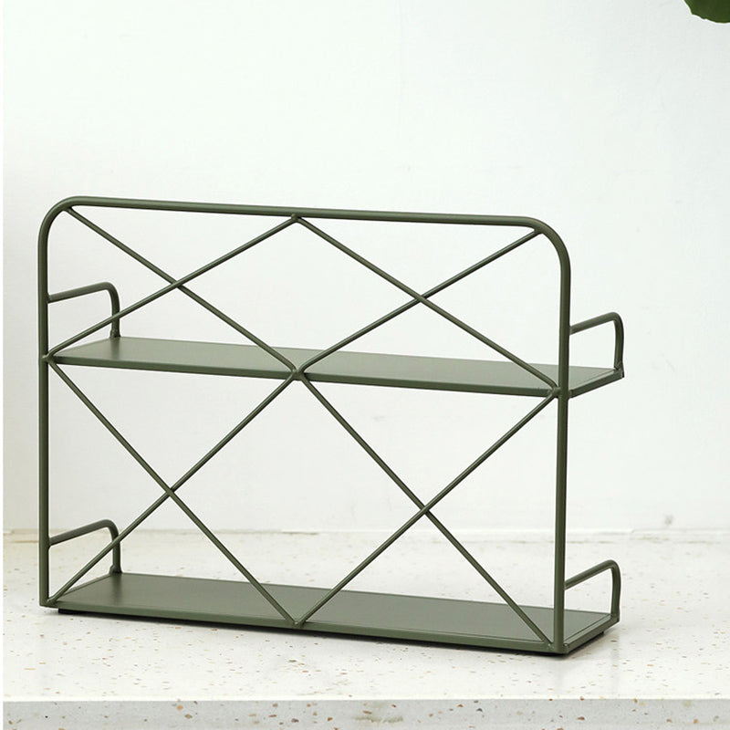Modern Minimalist Iron Rectangular Desktop Storage Shelf 2-Tier For Living Room &amp; Entryway