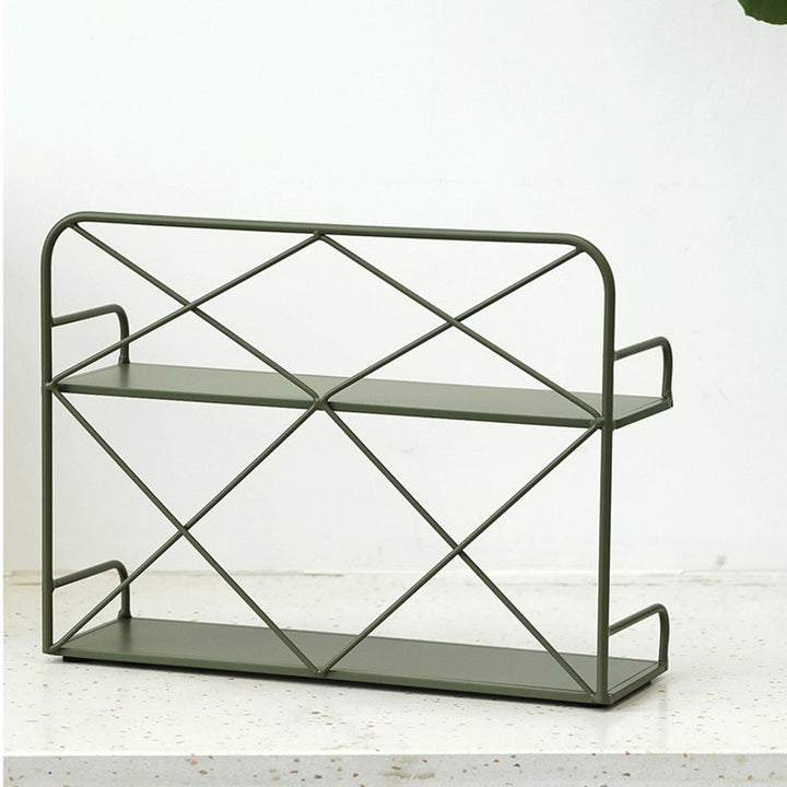 Modern Minimalist Iron Rectangular Desktop Storage Shelf 2-Tier For Living Room &amp; Entryway