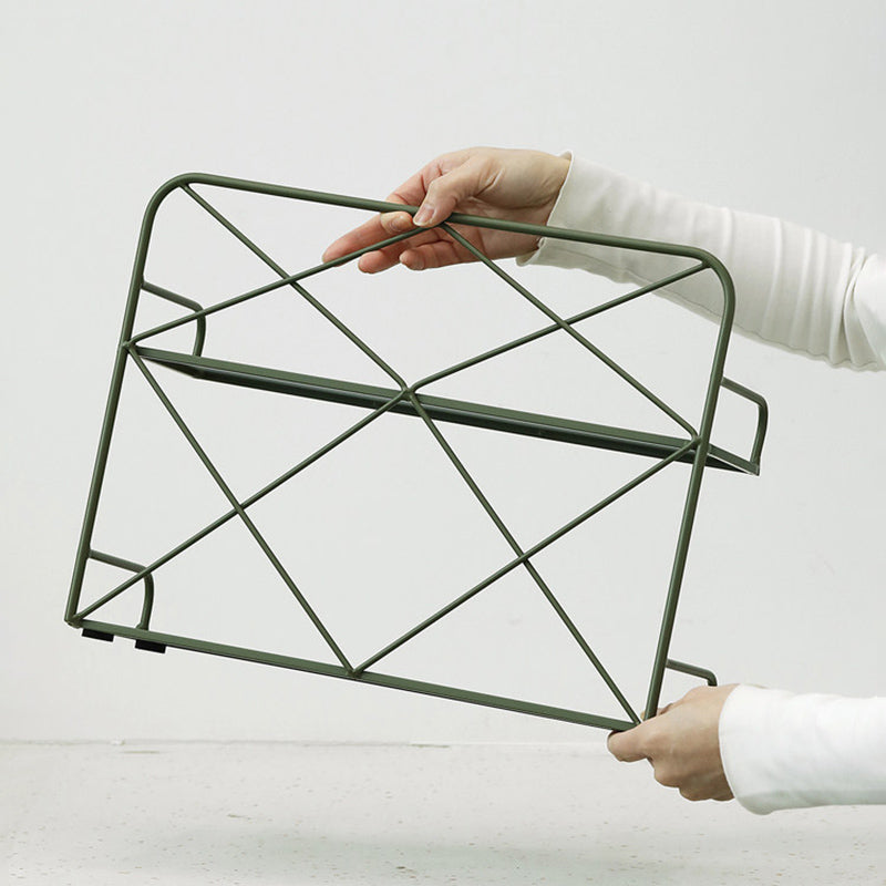 Modern Minimalist Iron Rectangular Desktop Storage Shelf 2-Tier For Living Room &amp; Entryway