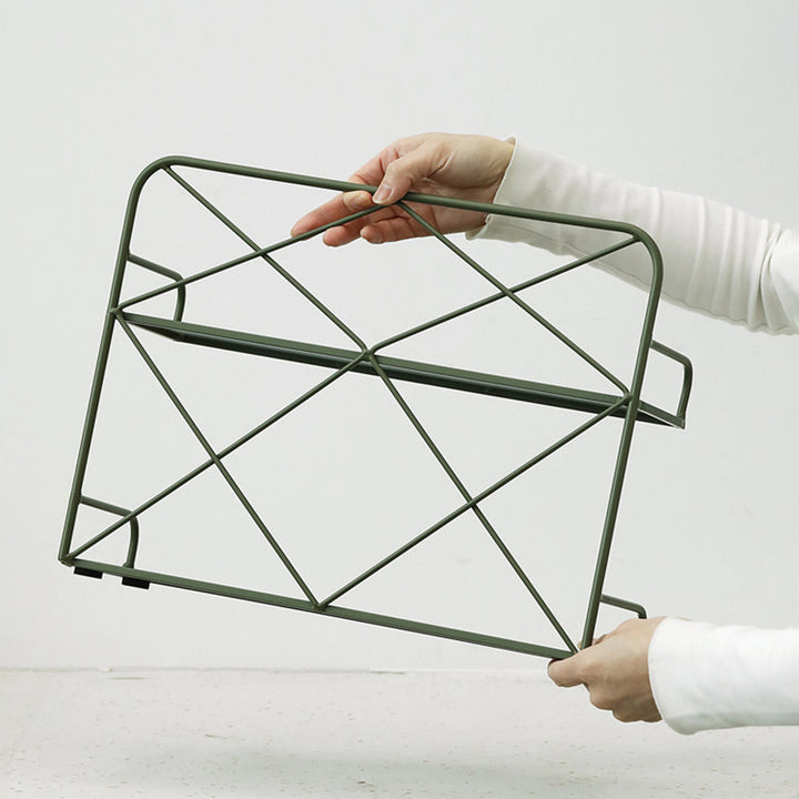 Modern Minimalist Iron Rectangular Desktop Storage Shelf 2-Tier For Living Room &amp; Entryway