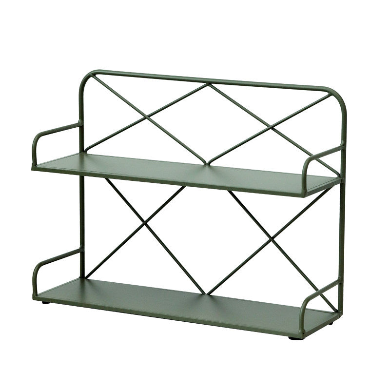 Modern Minimalist Iron Rectangular Desktop Storage Shelf 2-Tier For Living Room &amp; Entryway