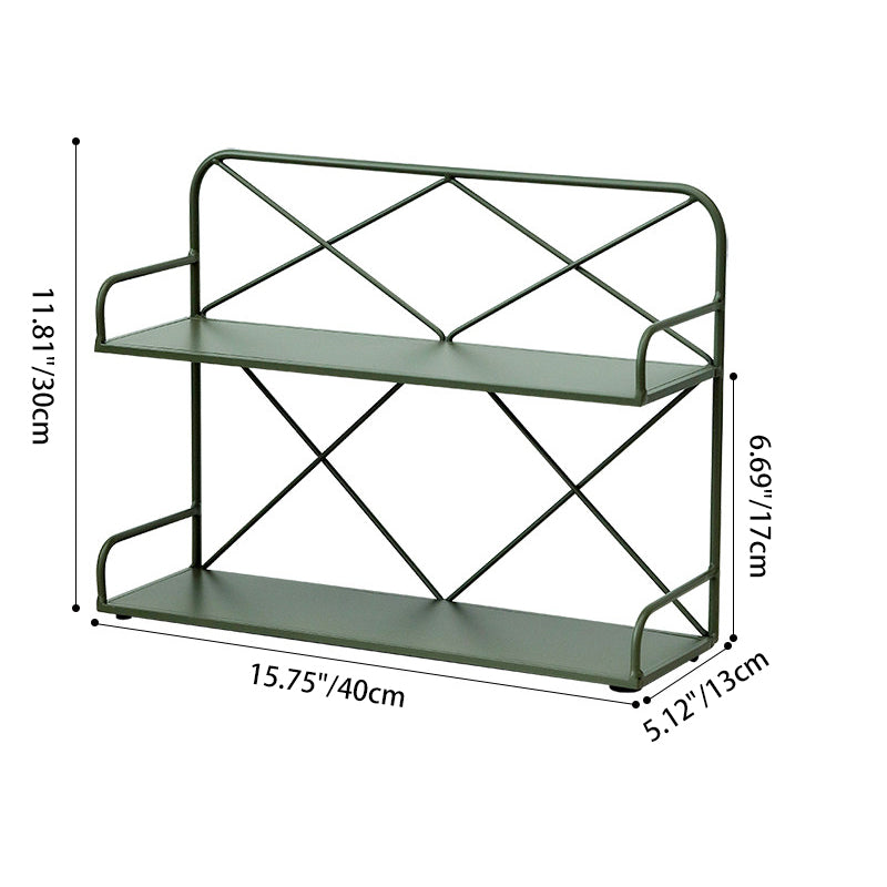 Modern Minimalist Iron Rectangular Desktop Storage Shelf 2-Tier For Living Room &amp; Entryway