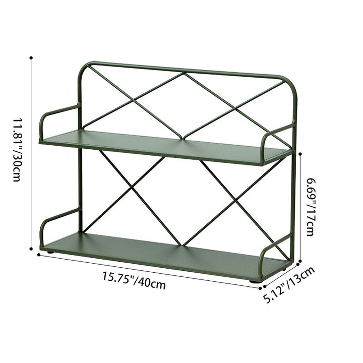 Modern Minimalist Iron Rectangular Desktop Storage Shelf 2-Tier For Living Room &amp; Entryway
